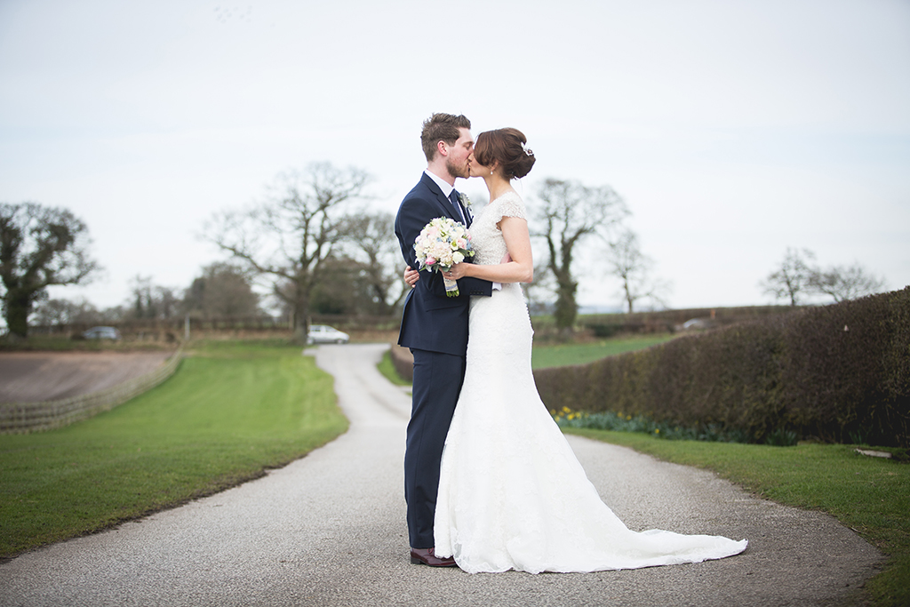 Bride and groom in the outdoor space