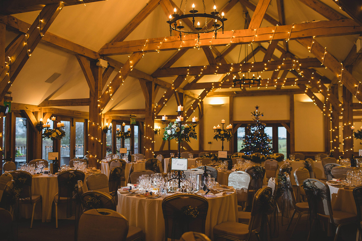 The Oak Barn looks truly magical dressed for a Christmas wedding